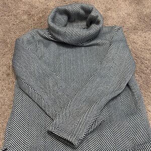 J. Crew Black and White Chevron Turtleneck Sweater